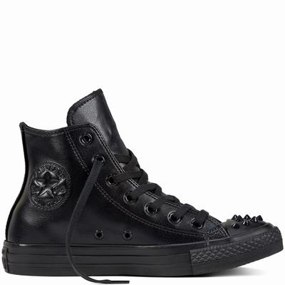 Converse Chuck Taylor All Star Studs High Tops Womens - Black/Black/Black Shoes (287SJLOZ)
